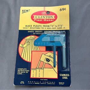 Clinton Pleat Maker Vintage Open Box Pleating Tool Crafters Sewing Pattern